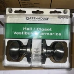 New Gate House Hall Closet Brushed Nickel Finish Door Knobs Nip 40485. Fixed Price $10.00.