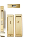Signature Hardware Privacy Pocket Door Set Satin Brass Gold. Fixed Price $95.00.