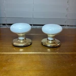 2 Gainsborough NO.16 White Porcelain Door Knobs Gold Brass Finish. Fixed Price $24.99.