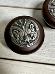 Notting Hill, Classic, Regal Crest, 11/2" Round Wood Knob, Antique Brass. Fixed Price $80.00.