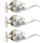 Gobekor 3 Pack Satin Nickel Privacy Door Handles For Bedroom Bath Lever D.... Fixed Price $58.17.
