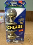 Schlage F10 V 605 Hall And Closet Door Knob Bright Brass Plymouth Design New. Fixed Price $11.00.