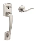 Brand New Prescott Front Door Handle With Interior Tustin Lever Satin Nickle. Fixed Price $109.95.