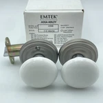 Emtek Door Knob Set Ice White Round Pewter Finish Model 8100 Interior New. Fixed Price $89.99.