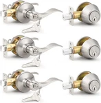 Probrico Entrance Door Lever Deadbolt 3 Satin Pack, Brushed Nickel. Fixed Price $99.46.