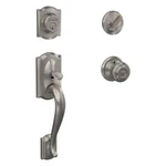 Schlage Camelot Satin Nickel Single Cylinder Door Handleset With Georgian Knob. Fixed Price $71.99.