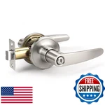 Knobwell 4 Pack Satin Nickel Door Handles With Lock, Privacy Levers Keyless. Fixed Price $79.98.