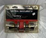 Ultra Security 43944 Antique Brass Tulip Knob Entry Door Lock Set. Fixed Price $14.95.