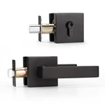 Knobwell 2 Pack Square Heavy Duty Entry Door Handle Set With Single Keyed Deadbo. Fixed Price $94.29.