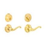 Schlage Flair Bright Brass Deadbolt & Entry Door Knob 1-3/4 In. Fixed Price $90.37.