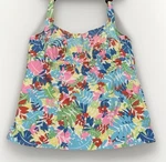 Lands' End Women Floral Print Square Neck Tankini Sim Top Built-in Bra 12 Long. Fixed Price $17.99.