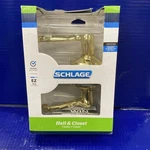 Schlage Bright Brass Hall & Closet Door Knob - Flair Lever Open Box. Fixed Price $32.88.