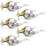 5 Pack Brushed Nickel Door Handles Privacy Levers, Heavy Duty Bed Ba.... Fixed Price $74.41.
