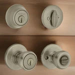 Kwikset Tylo Keyed Knob Single Cylinder Deadbolt Combo Pack Antique Brass 690T. Fixed Price $29.99.