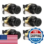 Brotima 6 Pack Black Passage Door Knobs Interior, Closet Knob, Matte. Fixed Price $66.02.