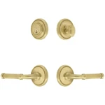 Grandeur Soleil Rosette Entry With Lever - Right Handed Satin Brass. Fixed Price $346.50.