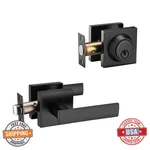 Ncsen Front Door Lockset Single Cylinder Deadbolt Heavy Duty Square Matte Black. Fixed Price $53.55.