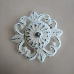 4 Large Cast Iron White Distressed Ornate Fleur De Lis Cabinet Drawer Pull Knobs. Fixed Price $32.40.