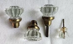 3 Vintage Antique 12 Point Crystal Door Knobs Brass & Small W/rod. Fixed Price $10.00.