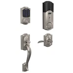 Schlage Connect Camelot Smart Deadbolt Touchscreen Handleset Lever FE469NX Rh. Fixed Price $299.00.