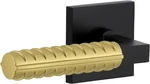 Viaggio Quadrato Rosette Black Privacy W/satin Brass Contempo Rebar Lever. Fixed Price $41.00.