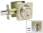 Satin Nickel Square Plate Single Deadbolt Door Lockset Brushed. Fixed Price $19.99.