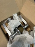 New Box Schlage F10 626 Latitude Door Lever, Hall Closet, Satin Chrome. Fixed Price $18.49.
