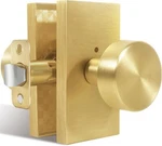 Privacy Gold Door Interior, Satin Brass Knobs With Lock, Modern Round. Fixed Price $25.19.