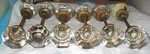 6 Antique 8 Point Crystal Glass Door Knob Set W/ Spindles Vintage. Fixed Price $95.50.