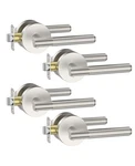 Asidrama 4 Pack Privacy Brushed Satin Nickel Door Handles Levers For Bed Bath. Fixed Price $134.98.