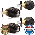 Probrico Oil Rubbed Bronze Entry Door Knob And Double Cylinder Deadbolt Combo Pa. Fixed Price $86.48.