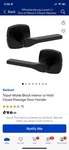 Kwikset Tripoli Hall & Closet Door Lever - Matte Black 720TPL. Fixed Price $15.00.