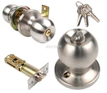 Stainless Steel Round Door Knobs Handle Entrance Passage Lock W/ Key Set Silver. Fixed Price $11.98.