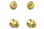 Schlage Plymouth Bright Brass Keyed Entry Door Knob Combo Pack FB50N 605. Fixed Price $25.99.