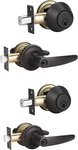 2PK Probrico Door Handles Lever W/ Double Cylinder Deadbolt Reversible - Bronze. Fixed Price $49.99.