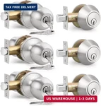 3 Pack Keyed Entry Door Knob And Single Cylinder Deadbolt Combination Set. Fixed Price $83.41.