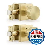 Gobrico Gold Door Knobs Interior With Square ROSETTE(2 Pack), Brushed Finis. Fixed Price $73.96.