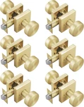 6 Pack Heavy Duty Satin Brass Door Knobs With Lock For Interior Use. Fixed Price $116.99.