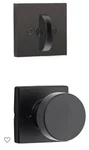 Black Kwikset 968PSKSQT-514 Pismo Knob With Square Rose Interior Dummy Handleset. Fixed Price $29.99.