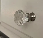Emtek 86209 US15 Diamond Glass Wardrobe Cabinet Knob - Crystal Satin Nickel. Fixed Price $14.00.