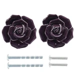 2 Pcs Purple Rose Pulls, Ceramic Flower Knobs Decor Handles For Drawer.... Fixed Price $15.10.