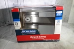 Schlage Northbrook Keyed Entry Door Handle Lever Lock Upland Trim Satin Nickel. Fixed Price $35.00.