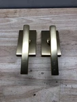 Emtek 5052FRLUS4LH Satin Brass Dummy Door Lever Set With Rectangular Rose. Fixed Price $125.99.