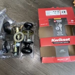 Kwikset Signature Series Juno Venetian Bronze Deadbolt & Door Knob Combo Pack. Fixed Price $30.99.
