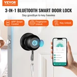 Smart Door Knob, Biometric Bluetooth Lock, Black. Fixed Price $69.81.