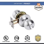Universal Hardware Privacy Knob, Ul 3-HOUR Fire Ansi Grade 2, Satin Chrome. Fixed Price $12.99.
