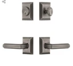 Grandeur Fifth Avenue Square Rosette Entry With Carre Lever, Antique Pewter. Fixed Price $199.99.