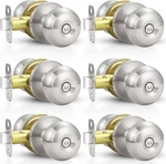 Estmoon 6 Pack Brushed Nickel Door Knobs, Privacy Lock Silver Keyless. Fixed Price $43.79.