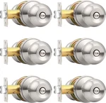 Probrico Privacy Interior Door Knobs Bed And Bath 6 Pack, Brushed Nickel. Fixed Price $59.99.