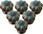 6 Pack Blue Ceramic Pumpkin Cabinet Knobs Vintage Drawer Door Pull Handles. Fixed Price $18.99.